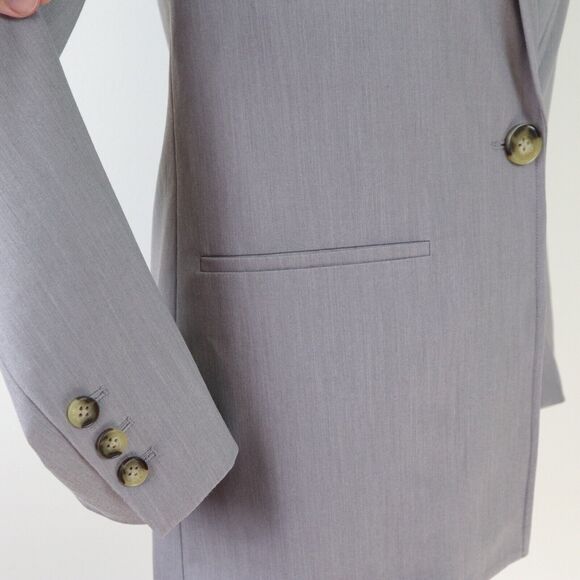 Laveer Size 2 Longline Single Breasted Blazer Jacket Light Gray - Picture 8 of 10